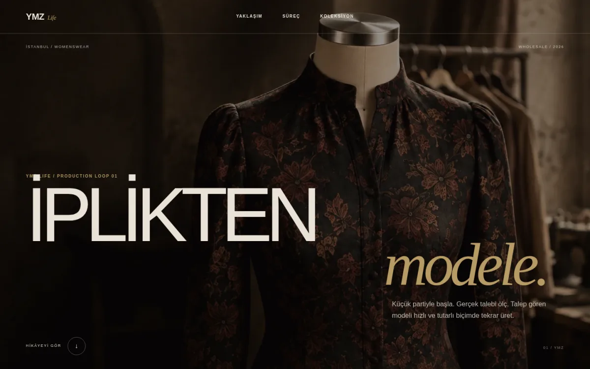 YMZ Life moda ve tekstil sitesi ekran görüntüsü